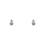 A pair of 925 sterling silver pineapple shaped studs on a white background.