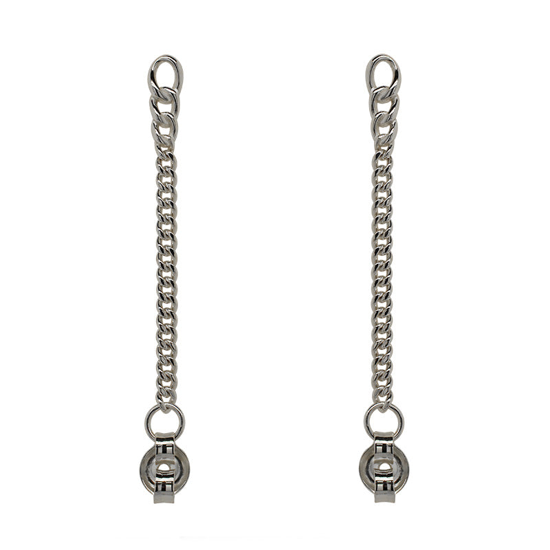 
                  
                    Load image into Gallery viewer, A pair of 925 sterling silver chain stud earrings on a white background
                  
                