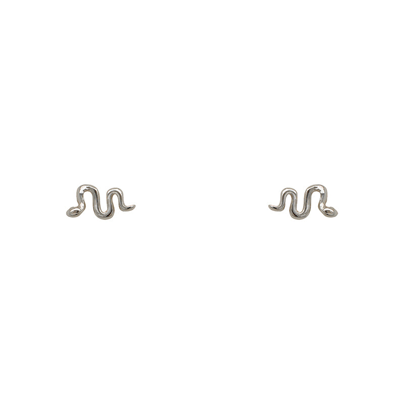 
                  
                    Load image into Gallery viewer, A pair of 925 sterling silver studs shaped as tiny snakes. 
                  
                