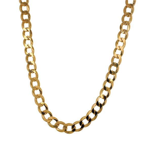Medium link size choker chain made of solid sterling silver with 14 kt yellow gold vermeil.