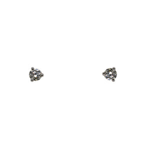 
                  
                    Load image into Gallery viewer, Front view of a pair of 0.50 tcw, round cut diamond studs in a 14 kt white gold, 3 prong martini setting. Displayed on white background.
                  
                