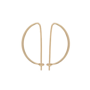 
                  
                    Load image into Gallery viewer, 14kt yellow gold vermeil, bow shaped earrings measuring at 27 mm x 14 mm.  Displayed side facing on a white background.
                  
                