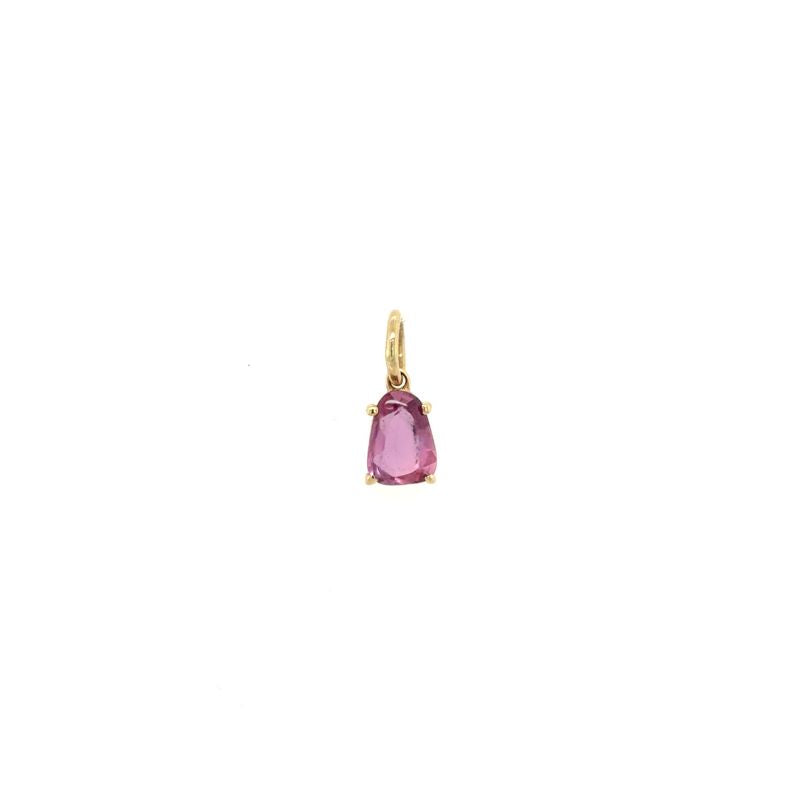 
                  
                    Load image into Gallery viewer, A front view of a pink-purple pear sapphire set in yellow gold shown on a white background.
                  
                