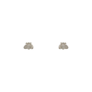 
                  
                    Load image into Gallery viewer, Tiny bee shaped earring studs made of 925 sterling silver.
                  
                