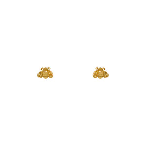 
                  
                    Load image into Gallery viewer, Tiny bee shaped earring studs made of 14 kt yellow gold vermeil.
                  
                