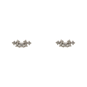 
                  
                    Load image into Gallery viewer, Pair of earrings with 7 round crystals in varied sizes clustered in a row. Settings are made of 925 sterling silver.
                  
                