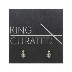 
                  
                    Load image into Gallery viewer, Vertical double crystal studs with 6 prongs each. Made of sterling silver with a 14 kt yellow gold plating.
                  
                