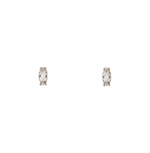 
                  
                    Load image into Gallery viewer, A pair of marquise cut crystal studs set in a 925 sterling silver, four prong setting on a white background
                  
                