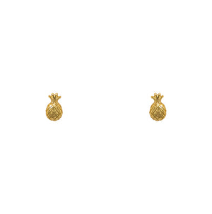 
                  
                    Load image into Gallery viewer, A pair of 14 kt yellow gold vermeil pineapple shaped studs on a white background.
                  
                
