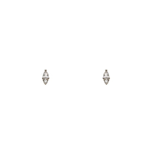 
                  
                    Load image into Gallery viewer, Pair of round and pear cut crystal stud earrings on a white background. Made of sterling silver.
                  
                