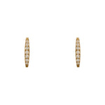 These bar studs are made of made solid 14 kt yellow gold with round, natural diamonds displayed on a white background.