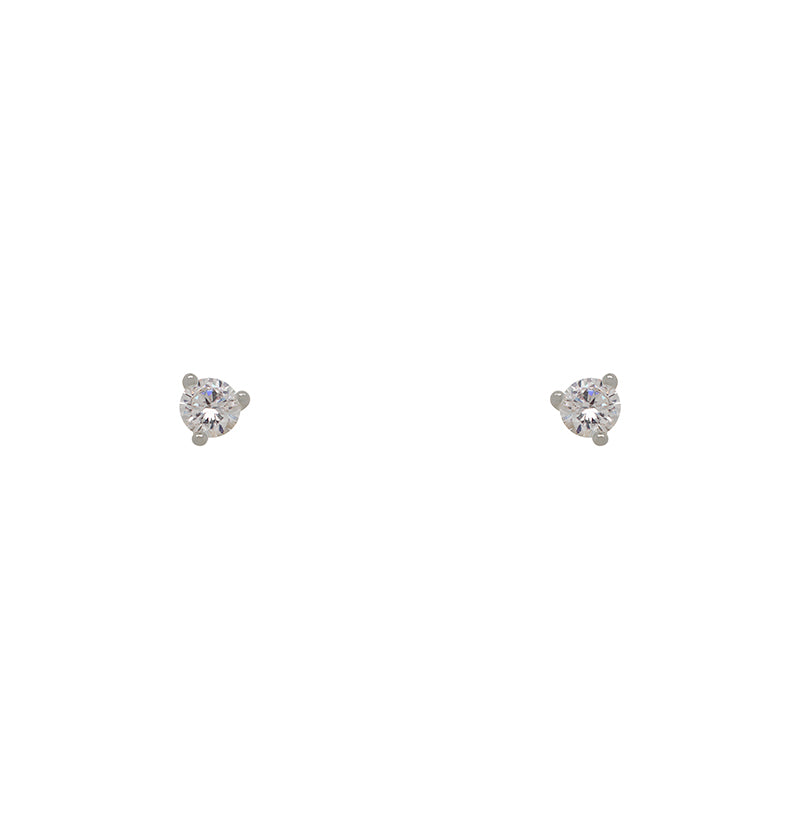 Classic 3 prong crystal stud earrings in a 925 sterling silver setting.