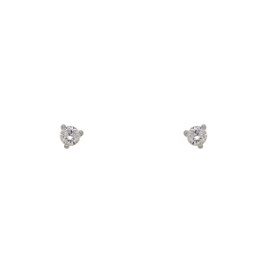 
                  
                    Load image into Gallery viewer, Classic 3 prong crystal stud earrings in a 925 sterling silver setting.
                  
                