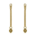 A pair of 14 kt yellow gold vermeil chain stud earrings on a white background.
