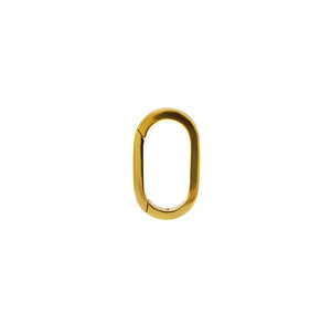 
                  
                    Load image into Gallery viewer, Hinge carabiner made of 14kt gold. Displayed closed on a white background.
                  
                