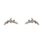 A pair of crystal studs, each with 4 marquis-cut and 4 round cut set clustered in an arch in 925 sterling silver.