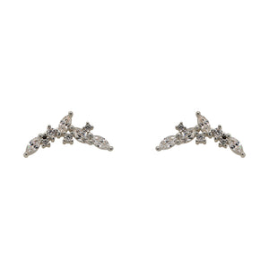 
                  
                    Load image into Gallery viewer, A pair of crystal studs, each with 4 marquis-cut and 4 round cut set clustered in an arch in 925 sterling silver.
                  
                