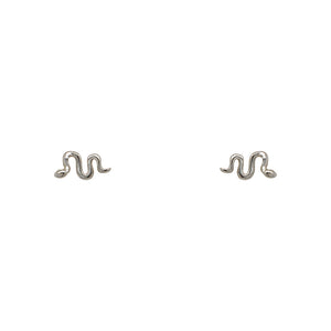 
                  
                    Load image into Gallery viewer, A pair of 925 sterling silver studs shaped as tiny snakes. 
                  
                