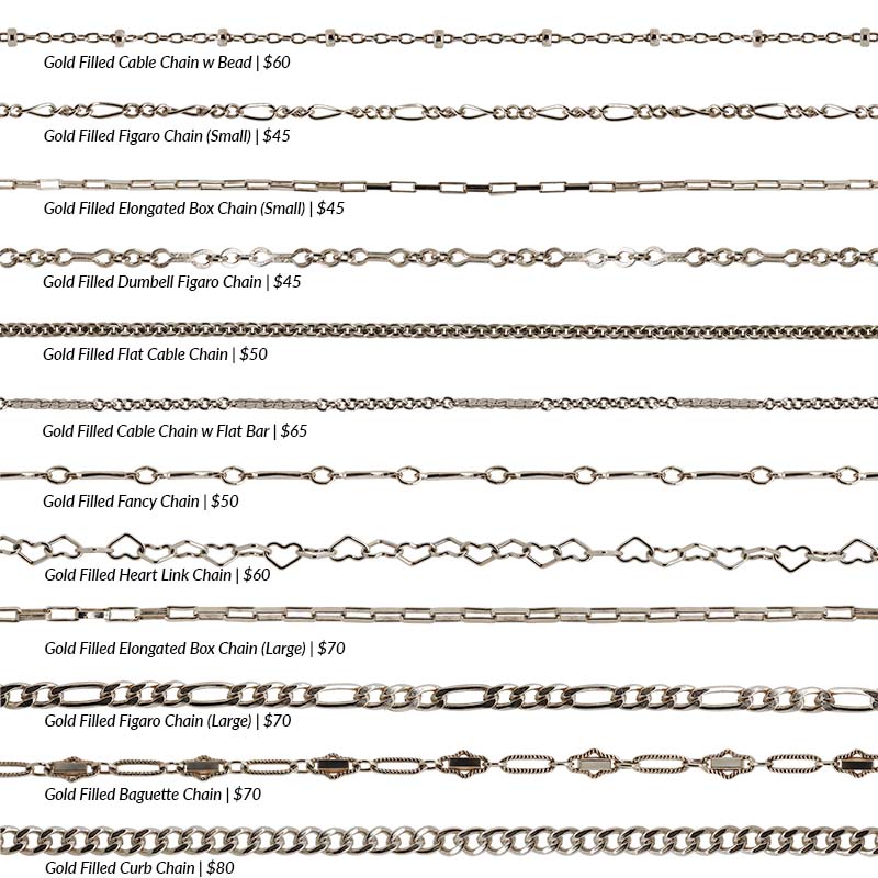 
                  
                    Load image into Gallery viewer, An overview of 12 different styles of 925 sterling silver permanent jewelry chains on a white background.
                  
                