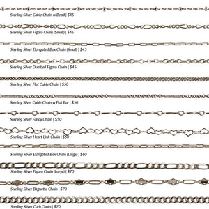 
                  
                    Load image into Gallery viewer, An overview of 12 different styles of 925 sterling silver permanent jewelry chains on a white background.
                  
                