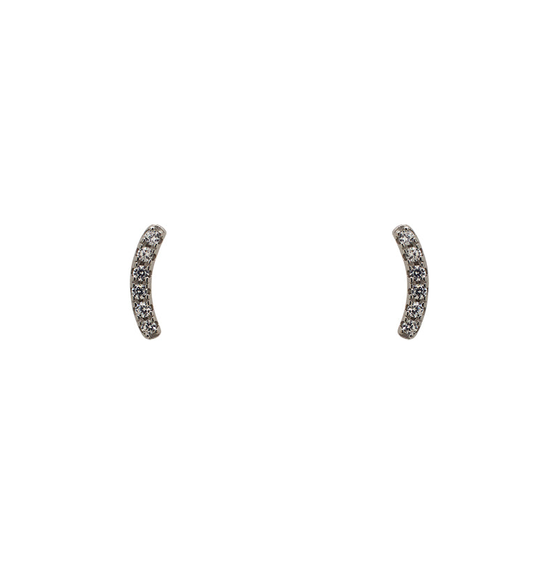 Bar style studs with a slight curve. Each stud has 6 crystals and is made of 925 sterling silver.