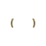 Bar style studs with a slight curve. Each stud has 6 crystals and is made of 14 kt yellow gold vermeil.