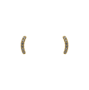 
                  
                    Load image into Gallery viewer, Bar style studs with a slight curve. Each stud has 6 crystals and is made of 14 kt yellow gold vermeil.
                  
                