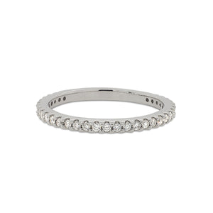
                  
                    Load image into Gallery viewer, Front view of a 3/4 diamond eternity band set with round cut diamonds in a 14 kt white gold setting.
                  
                
