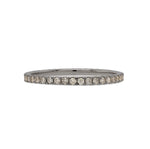 Front view of a classic diamond eternity band with a 0.47 tcw. of round cut diamonds cast in 14 kt white gold.