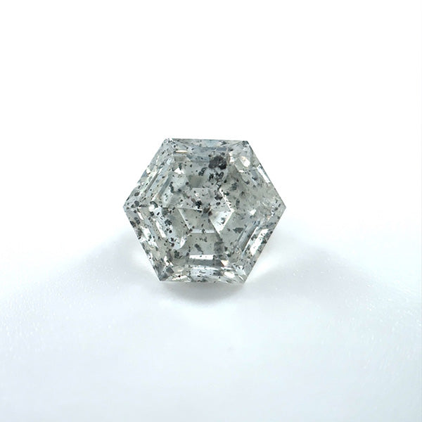 
                  
                    Load image into Gallery viewer, Front view of 1 ct. salt and pepper hexagon diamond on white background.
                  
                