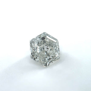 
                  
                    Load image into Gallery viewer, 3/4 view of 1 ct. salt and pepper hexagon diamond on white background.
                  
                