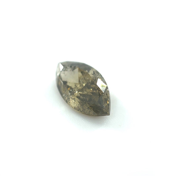 
                  
                    Load image into Gallery viewer, 3/4 view of a 1.19 ct earthy green salt and pepper marquise cut diamond on a white background.
                  
                