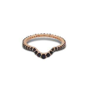 
                  
                    Load image into Gallery viewer, Front view of black diamond and 14kt rose gold shadow band 
                  
                