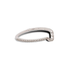 
                  
                    Load image into Gallery viewer, Right view of 3/4 eternity diamond shadow band set in 14 kt white gold.
                  
                