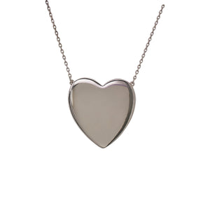 
                  
                    Load image into Gallery viewer, Front view of plain heart pendant stationary set on fine chain. Heart measures 24mm x 24mm.
                  
                