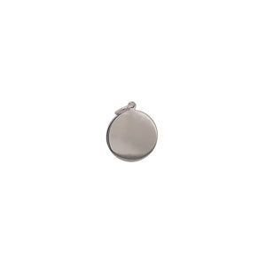 
                  
                    Load image into Gallery viewer, Front view of plain sterling silver flat round pendant with jump ring. Small measures 18mm.
                  
                