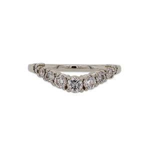 
                  
                    Load image into Gallery viewer, Front view of shadow band with 9 diamonds set in 14 kt white gold.
                  
                