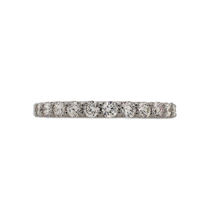 
                  
                    Load image into Gallery viewer, Front view of a half eternity band with round cut diamonds cast in 14 kt white gold. 
                  
                