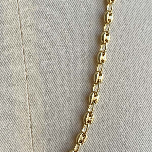 
                  
                    Load image into Gallery viewer, Close up view of small mariner chain, cast in 14kt yellow gold.
                  
                