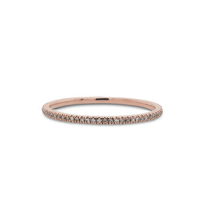 
                  
                    Load image into Gallery viewer, Front view of a micro pavé diamond eternity band cast in 14 kt rose gold from King + Curated.
                  
                