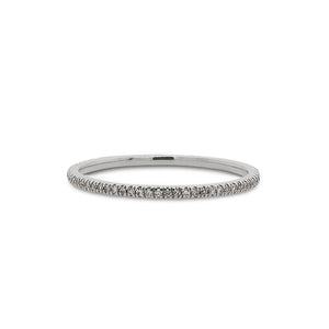 
                  
                    Load image into Gallery viewer, Front view of a micro pavé diamond eternity band cast in 14 kt white gold from King + Curated.
                  
                