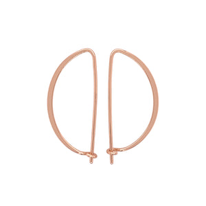 
                  
                    Load image into Gallery viewer, 14kt rose gold vermeil, bow shaped earrings measuring at 27 mm x 14 mm.  Displayed side facing on a white background.
                  
                
