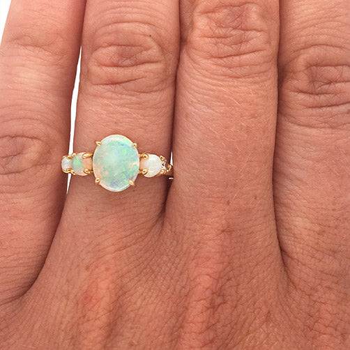 
                  
                    Load image into Gallery viewer, Opal And Diamond Ring - The Curated Gift Shop
                  
                