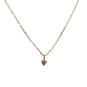 
                  
                    Load image into Gallery viewer, Front view of a 2.1 mm diamond pendant necklace cast in 14 kt yellow gold.
                  
                