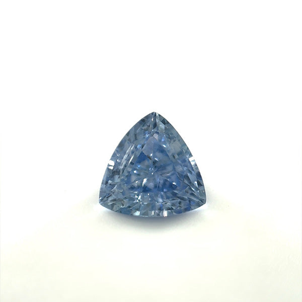 
                  
                    Load image into Gallery viewer, View of 1.02 ct. rounded trillion blue-violet sapphire on white background.
                  
                