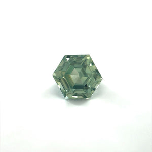 
                  
                    Load image into Gallery viewer, Front view of 1.13 green-blue hexagon cut sapphire on white background.
                  
                