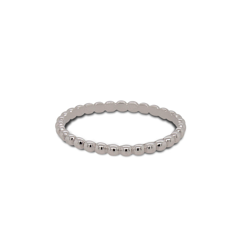 
                  
                    Load image into Gallery viewer, Front view of 14 kt white gold ring with repeat bead pattern.
                  
                
