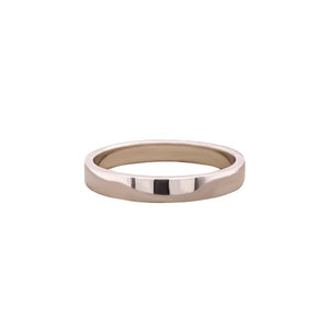 
                  
                    Load image into Gallery viewer, Front view of a 3 mm wide white gold band cast in 14 kt white gold by King + Curated.
                  
                