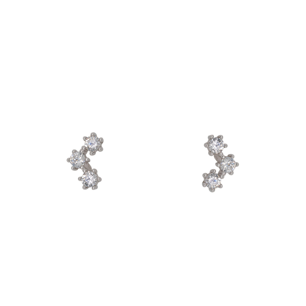 Triple Crystal Studs | 6 Prong - The Curated Gift Shop