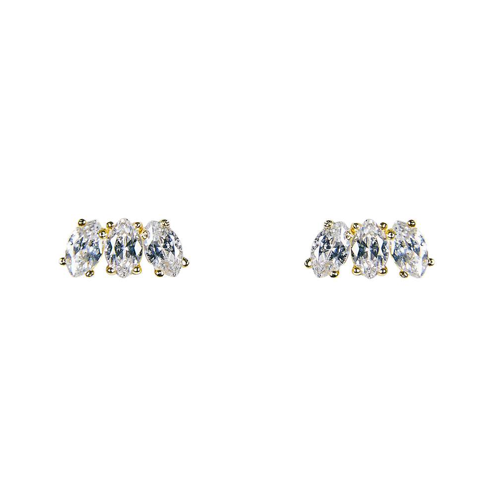 Triple Crystal Studs | Large Marquise - The Curated Gift Shop